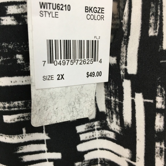 Ny Collection Scoop Neck Embellished Neck Line Top - Picture 4 of 7